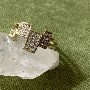 Crystal Pave double band gold double band ring